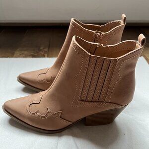 Indigo Rd. Women's Brown Cognac Country Western Vegan Leather Ankle Boots, Sz 7M